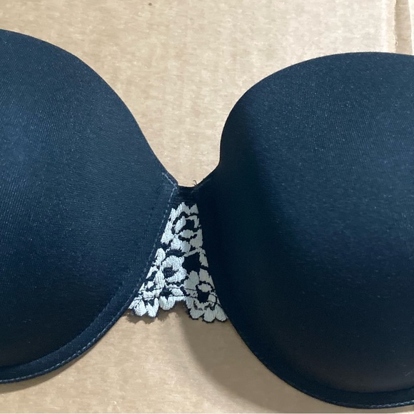 WACOAL Embrace Lace Floral Black White Strapless Womens Bra 34D - Picture 4 of 15